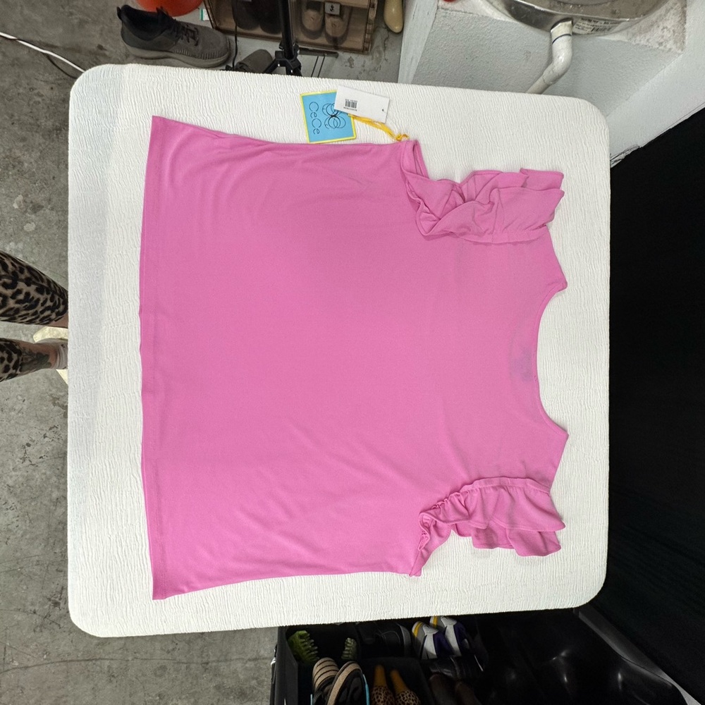 CeCe valentine Pink Ruffle Sleeve Blouse NWT - Picture 5 of 7